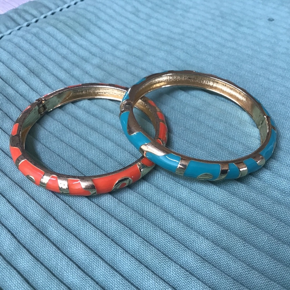 Two enamel snap on bracelets